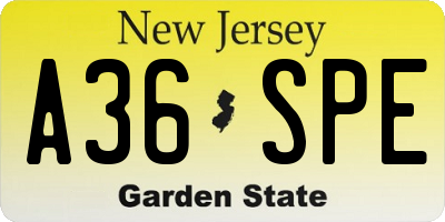 NJ license plate A36SPE