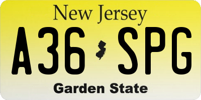 NJ license plate A36SPG
