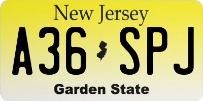 NJ license plate A36SPJ