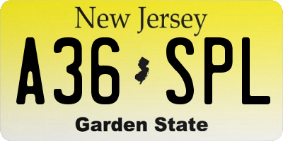 NJ license plate A36SPL