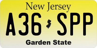 NJ license plate A36SPP