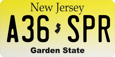 NJ license plate A36SPR