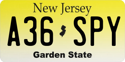 NJ license plate A36SPY