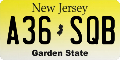NJ license plate A36SQB
