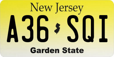 NJ license plate A36SQI