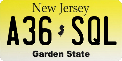 NJ license plate A36SQL