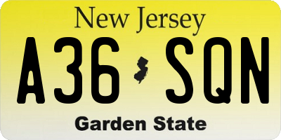 NJ license plate A36SQN