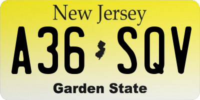 NJ license plate A36SQV