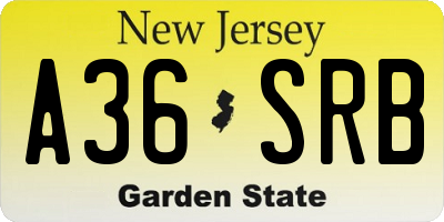 NJ license plate A36SRB