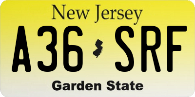 NJ license plate A36SRF