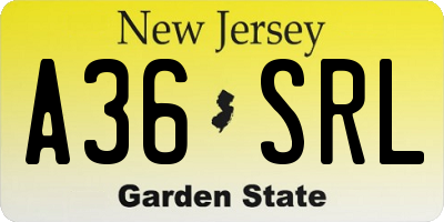 NJ license plate A36SRL