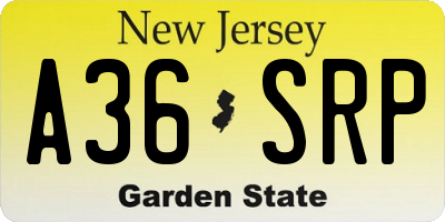 NJ license plate A36SRP