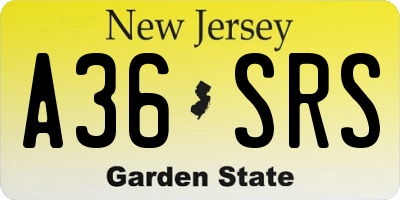 NJ license plate A36SRS