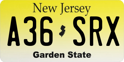 NJ license plate A36SRX