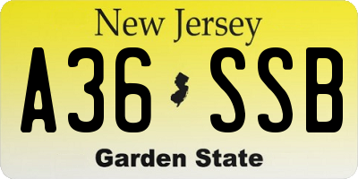 NJ license plate A36SSB