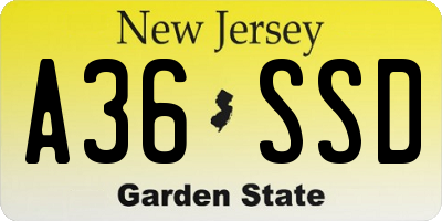 NJ license plate A36SSD