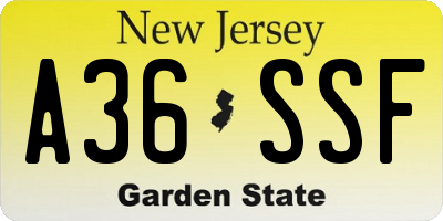 NJ license plate A36SSF