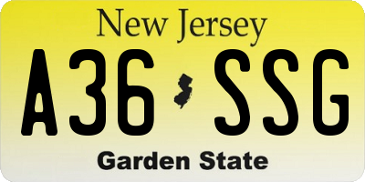NJ license plate A36SSG