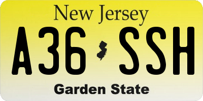 NJ license plate A36SSH