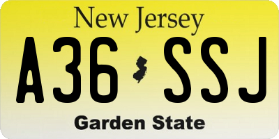 NJ license plate A36SSJ