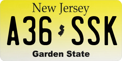 NJ license plate A36SSK
