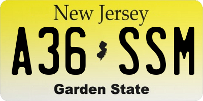 NJ license plate A36SSM