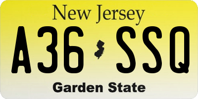NJ license plate A36SSQ