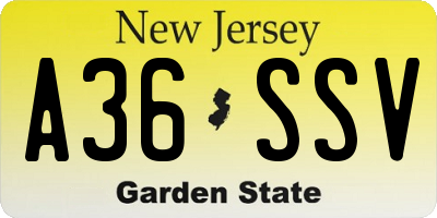 NJ license plate A36SSV