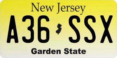 NJ license plate A36SSX