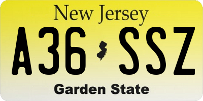 NJ license plate A36SSZ
