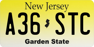 NJ license plate A36STC