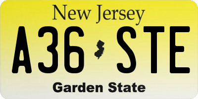 NJ license plate A36STE