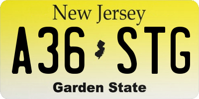 NJ license plate A36STG