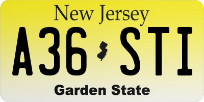 NJ license plate A36STI