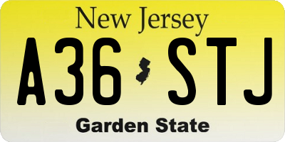 NJ license plate A36STJ