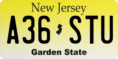 NJ license plate A36STU