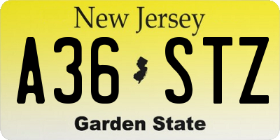 NJ license plate A36STZ