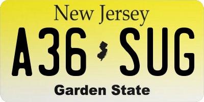 NJ license plate A36SUG