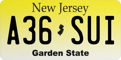 NJ license plate A36SUI