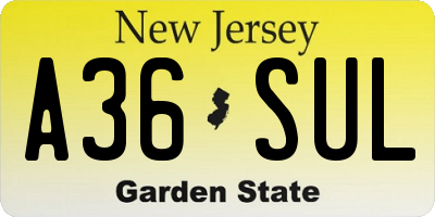 NJ license plate A36SUL