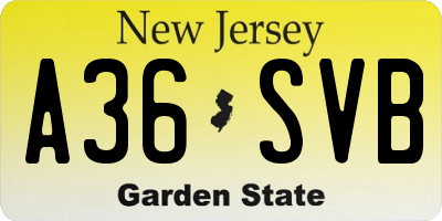 NJ license plate A36SVB
