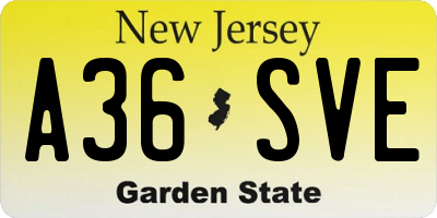 NJ license plate A36SVE