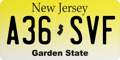 NJ license plate A36SVF