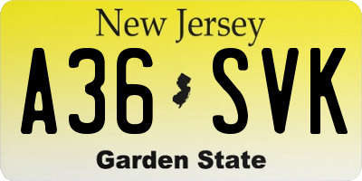 NJ license plate A36SVK