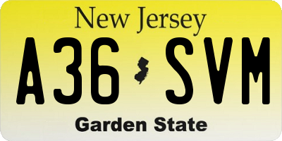 NJ license plate A36SVM