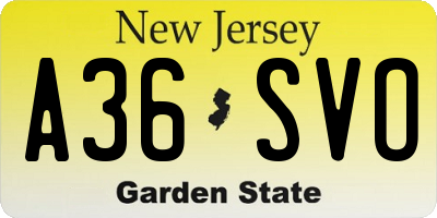 NJ license plate A36SVO