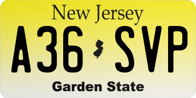 NJ license plate A36SVP