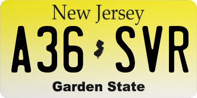 NJ license plate A36SVR