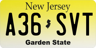 NJ license plate A36SVT