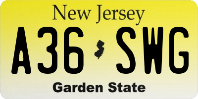 NJ license plate A36SWG